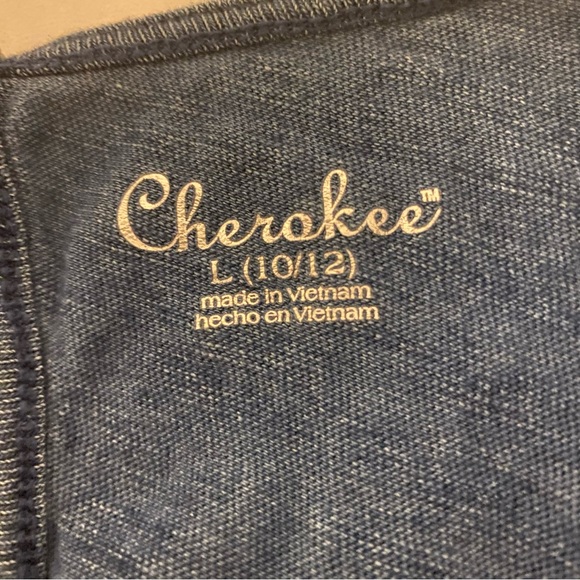 Cherokee Girls 10-12 Large Sleeveless Blue Pink Buttoned Tee - Picture 3 of 12